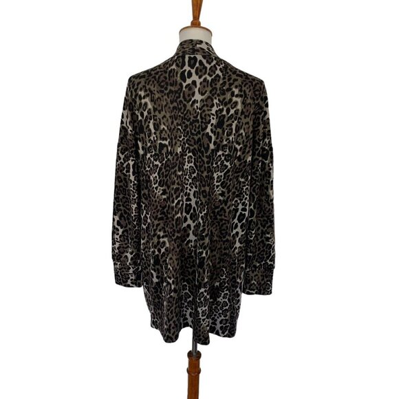Sanctuary Leopard Print Open Front Cardigan Pockets Long Sleeve Medium - Picture 3 of 5